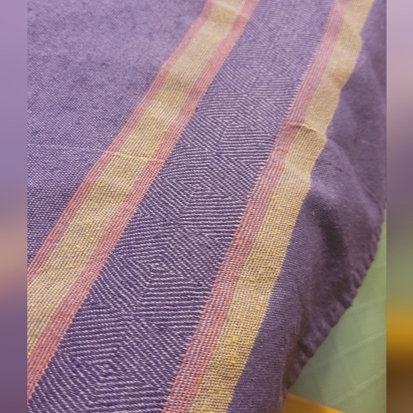 💚10 for $10💚 Bundle and save.Purple Tablecloth with Yellow Trim. 68 By 50 Inch - Picture 2 of 5